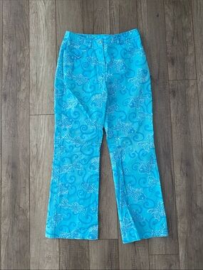 Lilly Pulitzer Blue Fish Cropped Flare Pants